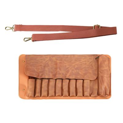 Premium PU Leather 10 Compartment Cutter Roll Case For Woodworking And Sculpting Tool Lightweight Sturdy Organizers