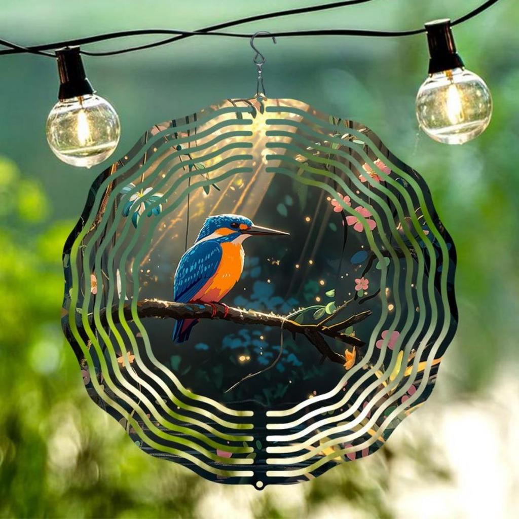 Blue Bird 2D Metal Wind Chime - Handcrafted Outdoor Garden Decor with Soothing Melodies, Vibrant Bird Design for Patio