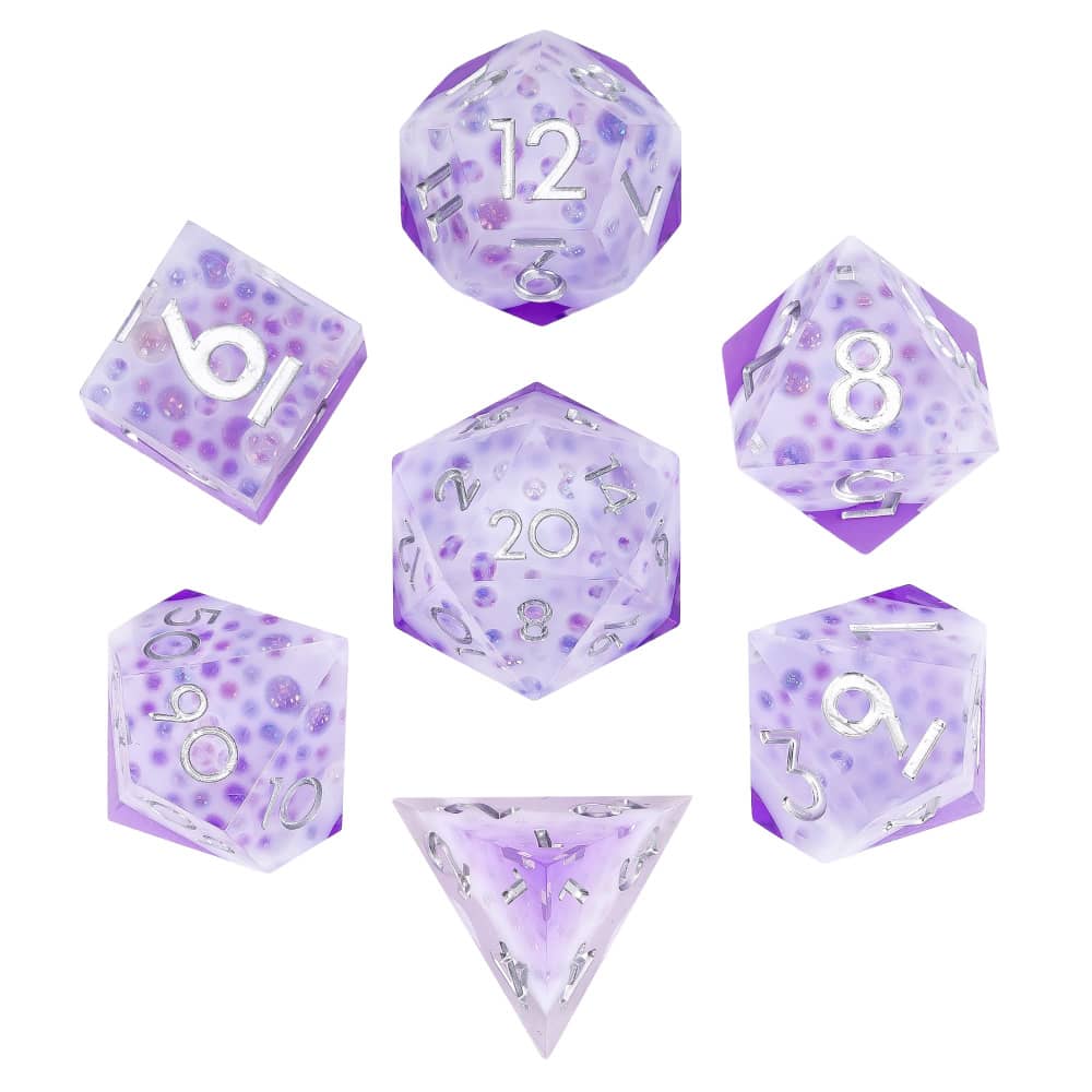 Cusdie DND Sharp Edges Dice with Small Filler 7Pcs Handcrafted D4-D20 Polyhedral Dice Set for D&D Role Playing Board Games