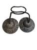 @ Indian Traditional Brass Finish Om Carving Manjeera For Pooja