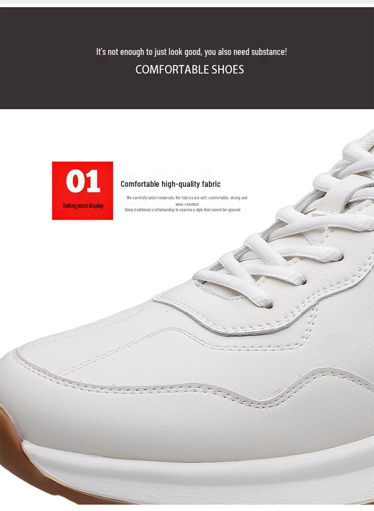 2025 Spring Men's Luxury Fashion Sneakers: Light, Stylish, Thick-Soled, Comfortable White Casual Shoes