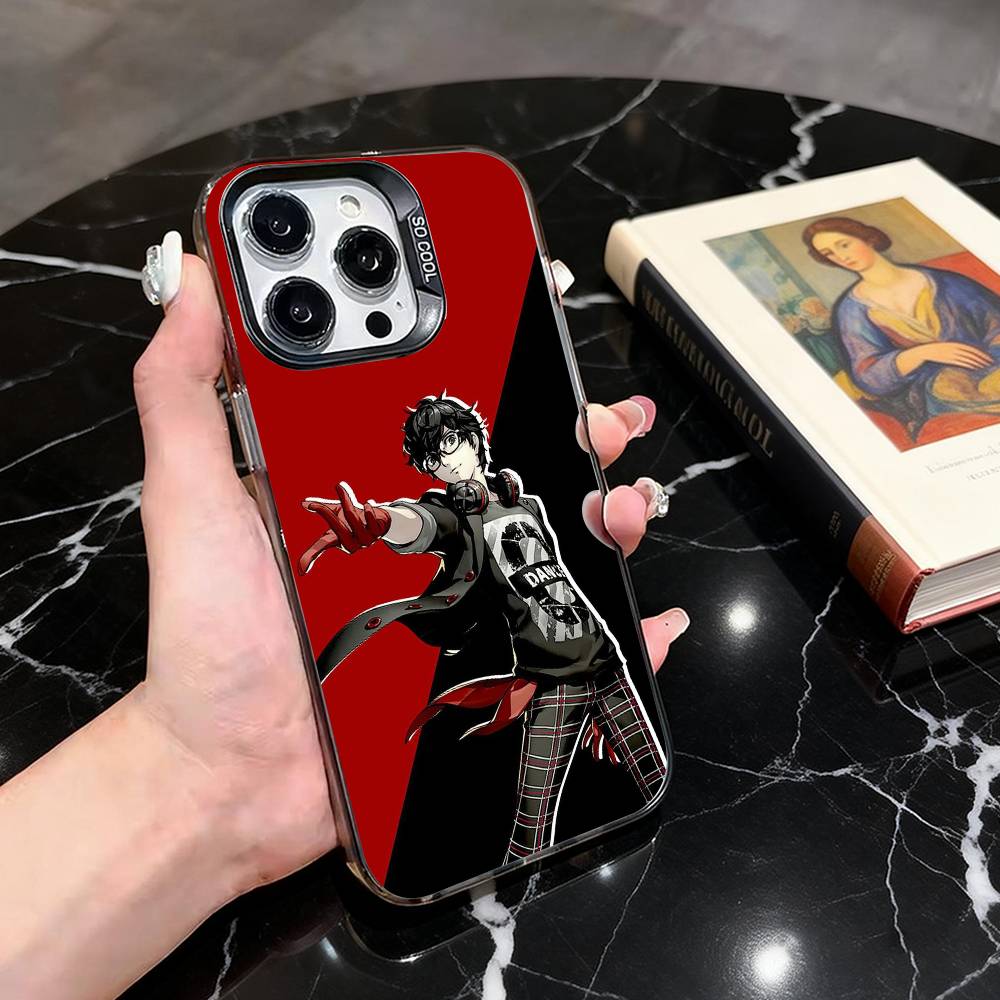 P-Persona 5 COOL Anime Phone Case For iPhone 17,16,15,14,13,12,11 Plus,Pro Max,XS,Colored Silver Plated Inside Cover