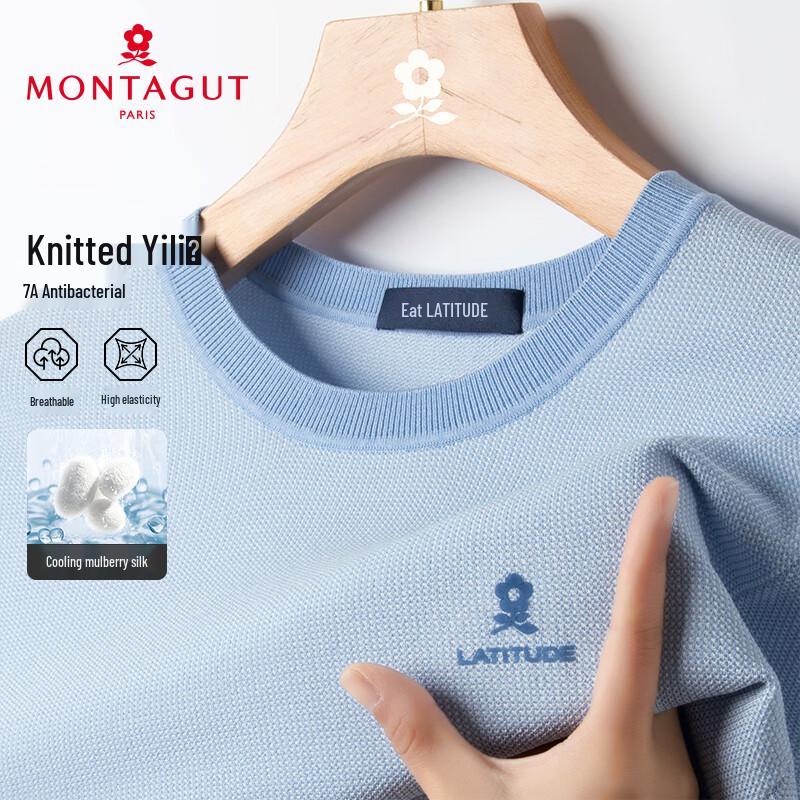 

MONTAGUT Men s Silk Blend Short Sleeve Round Neck Knit Tee 48