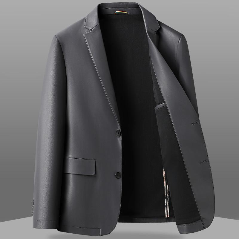 Kožené oblečení jarní a podzimní pánské ležérní vysoce kvalitní PU kožené oblekové bundy špičkové kožené obleky pro muže nové kožené oblečení pro muže