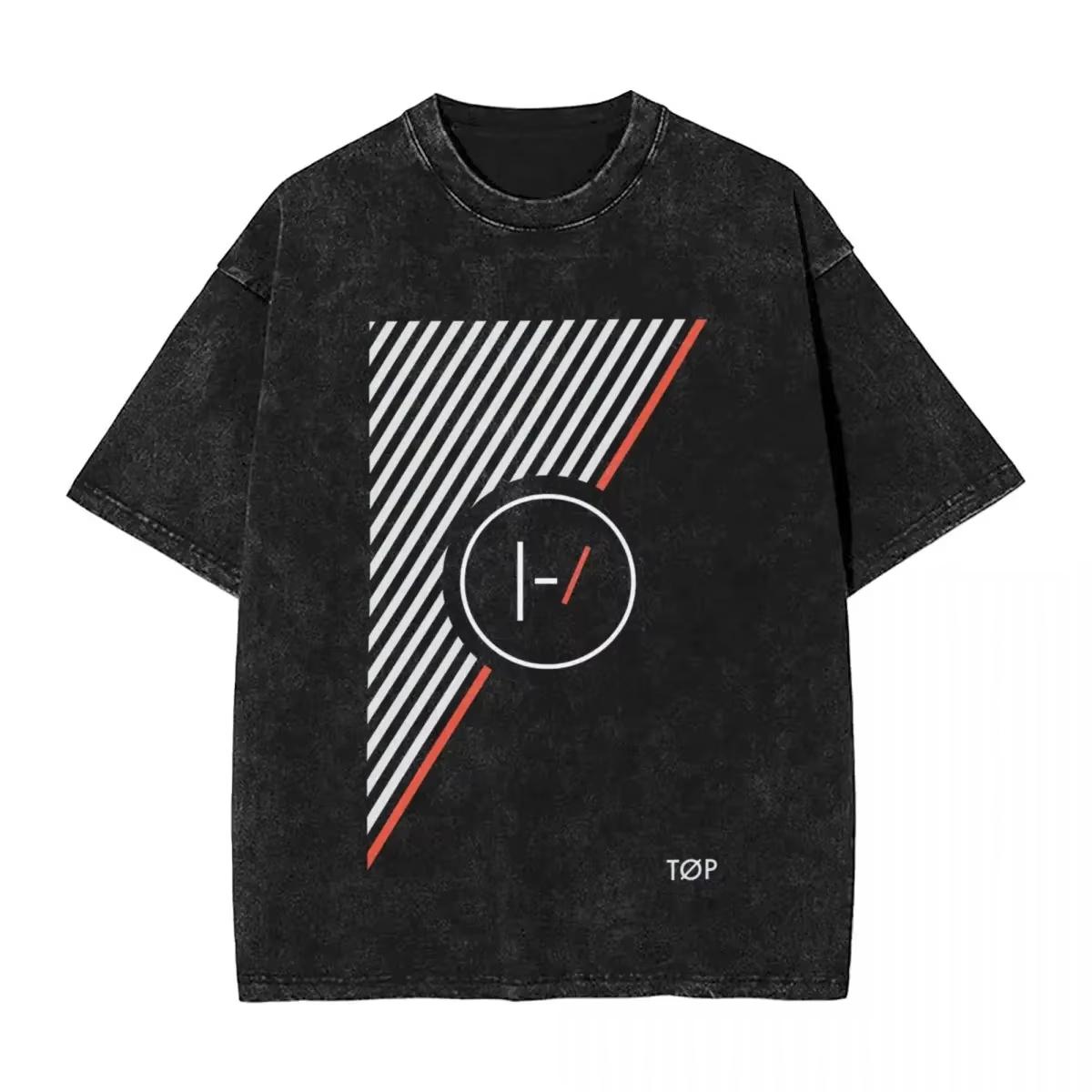 

Чоловіча жіноча футболка з принтом штампування Twenty One Pilots, випрана, бавовняна футболка хараджуку, чоловічий топ з коротким рукавом, футболки S