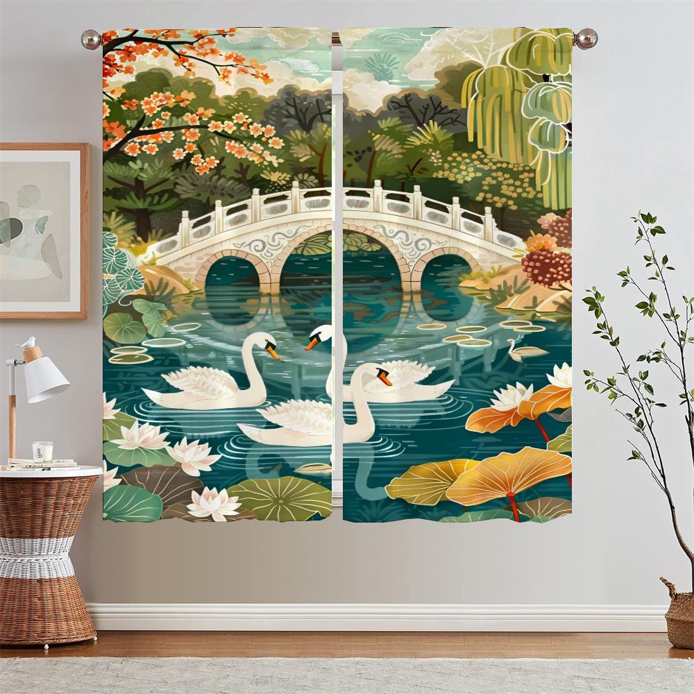 

Весна сияет ярко Шторы для кухни Гостиная Элегантные шторы для гостиной Карнизы для штор Перегородка Затемнение W50xH70cmx2pcs-CL