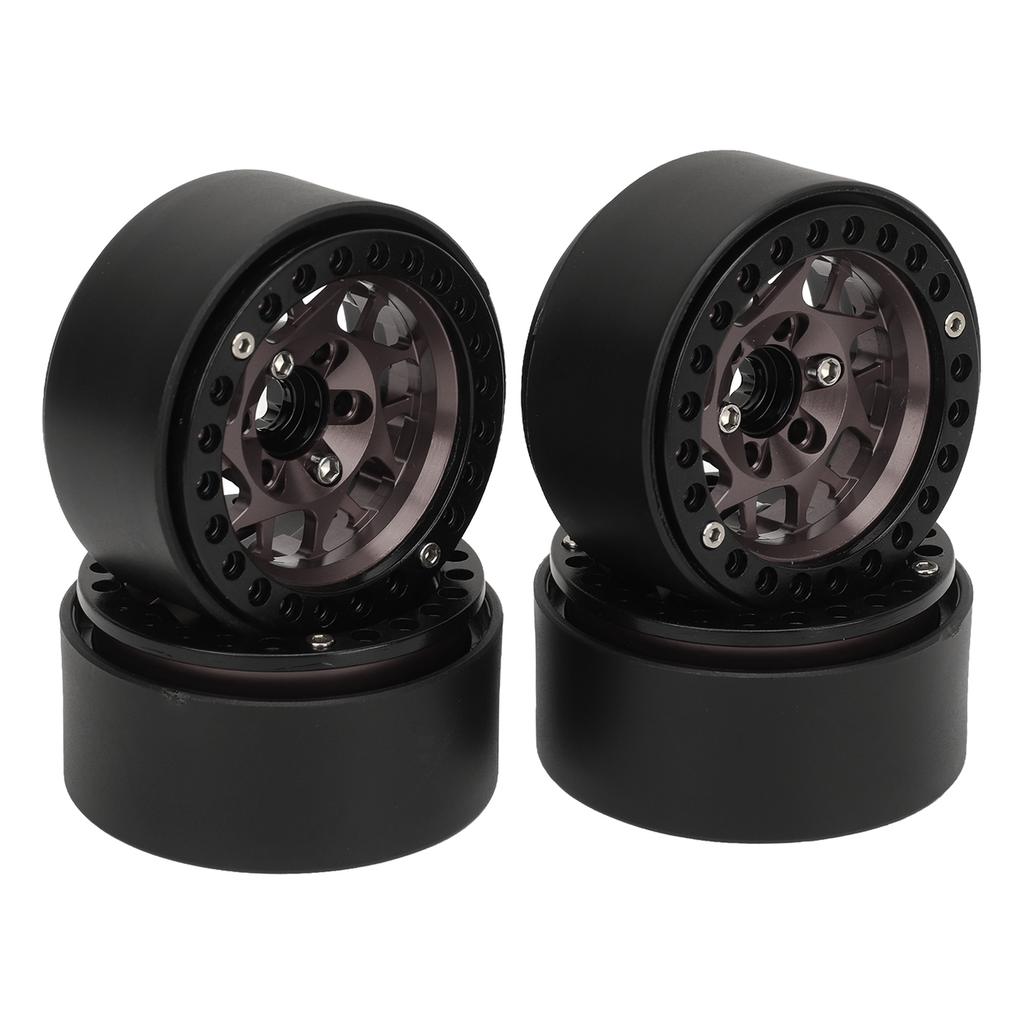 4pcs Rc Crawler Rims Universal Aluminum Alloy 1.9in RC Beadlock Wheel Rims for SCX10 SCX10 II Titanium