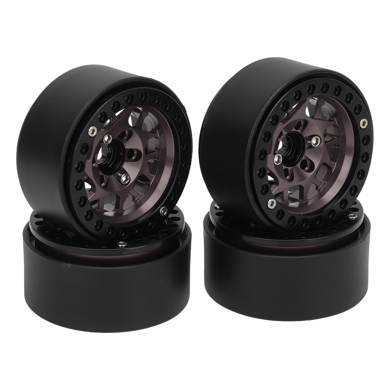 

4pcs Rc Crawler Rims Universal Aluminum Alloy 1.9in RC Beadlock Wheel Rims for SCX10 SCX10 II Red