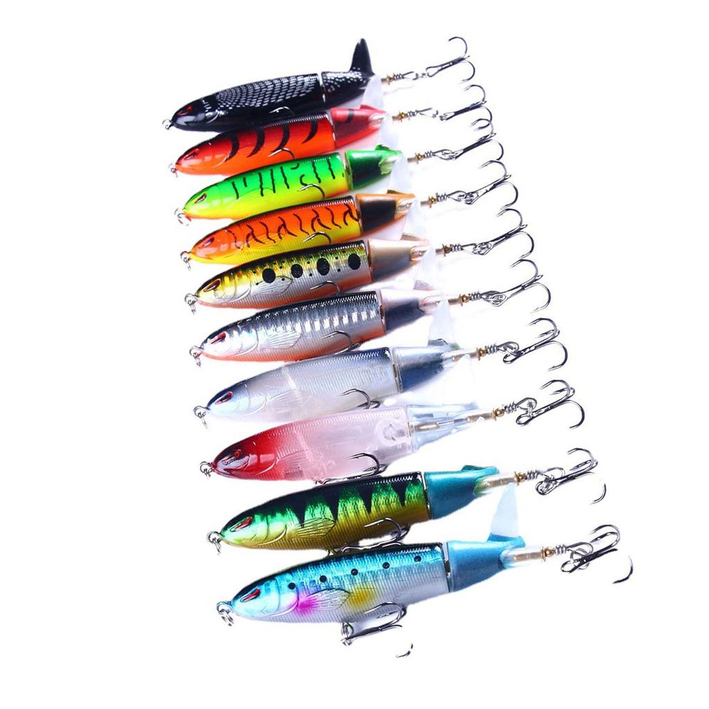 10Pcs Propeller Rotating Hard Baits Fish Hook Propeller Baits Soft Rotating Tail Artificial Baits Hard Crankbait