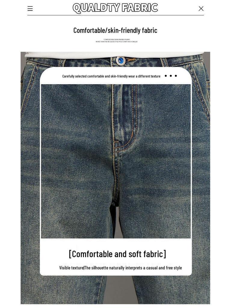 WilliamPOLO Men's Retro Autumn Casual Straight-Leg Jeans