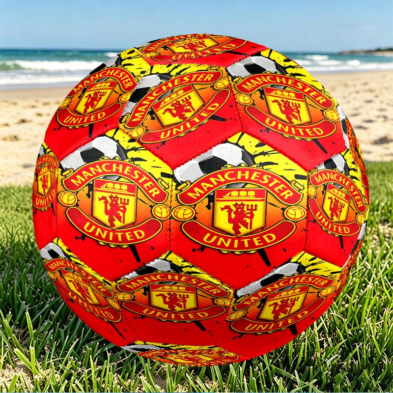Manchester United F.C Print Size 5 Soccer Ball, PU Wear Resistant Football for Match Training and Daily Practice, Birthday Gift for Soccer Fans