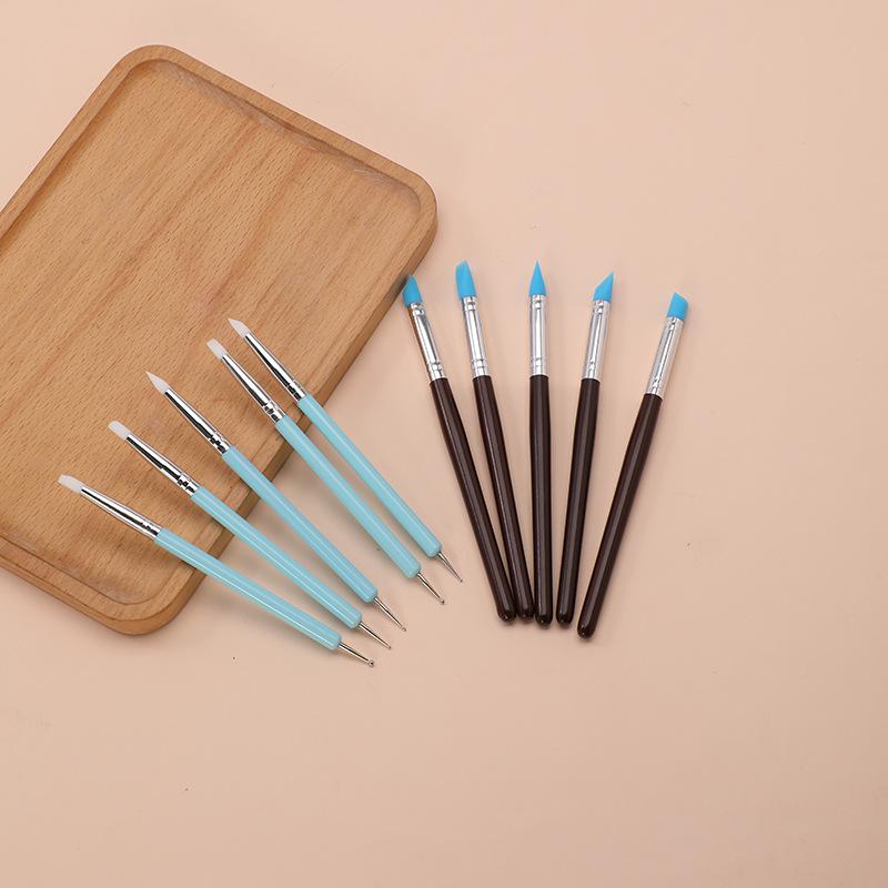 14-Piece Polymer Clay Pottery & Nail Art Silicone Pen Set with Soft Tip for Painting, Mark Removal, and Modification