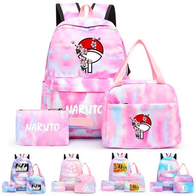 3Pcs/set Anime Canvas With Lunch Bags Backpack School for Girl Y2K Student Bags Set Children Pen Bag Back To School Rucksack