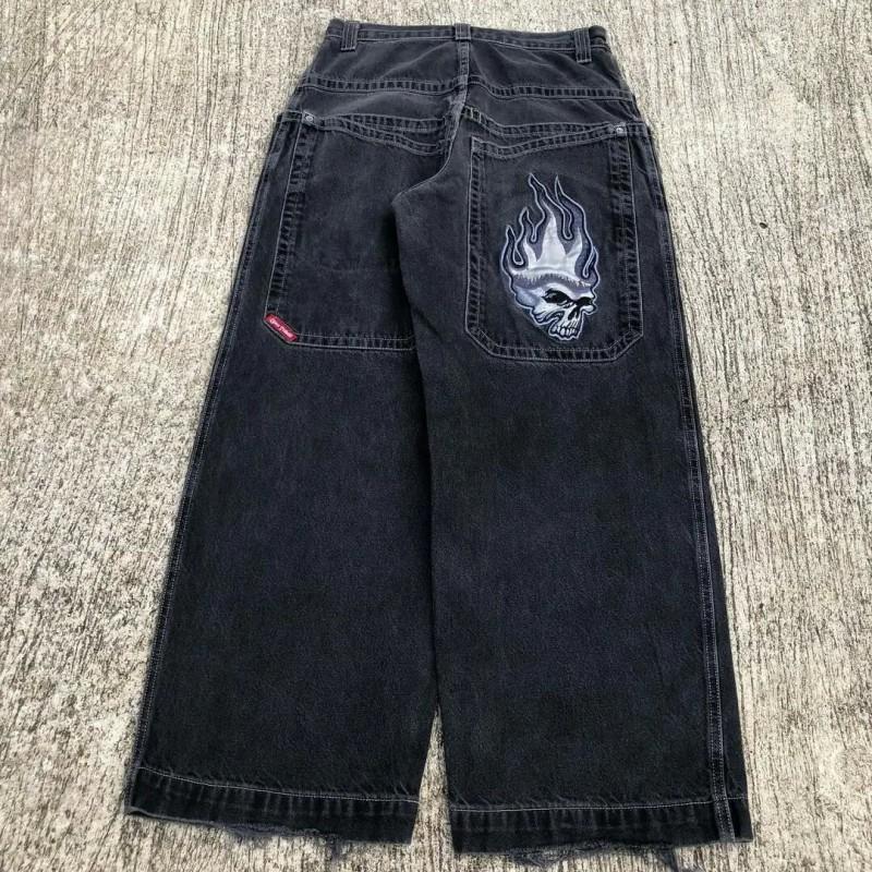 Y2K Streetwear Wide Leg Jeans Men - Relaxed Fit Cotton Denim Pants Mid-Rise Straight Cut Washed Finish
