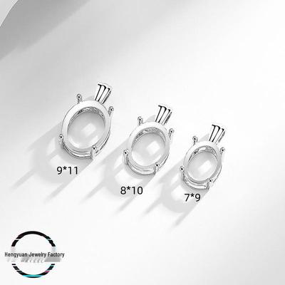 Damen Ovaler Diamant-Cabochon Anhänger in Silberfassung - DIY Zubehör