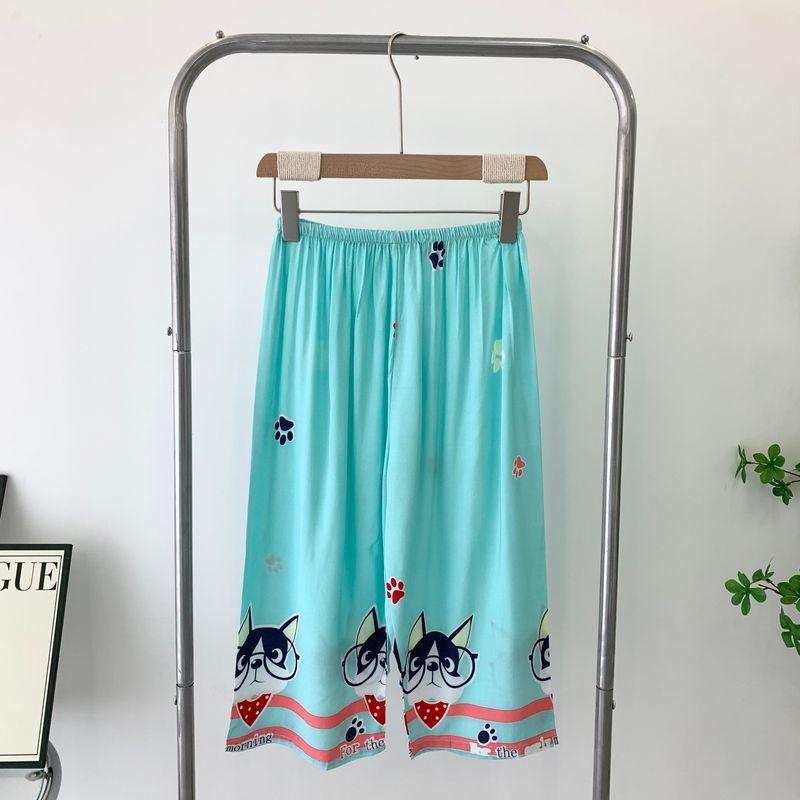 Poplin Pajamas Women's Summer Thin Loose Short Sleeve Shorts Suit Home Can Be Outwear Cartoon Pajamas Two-piece Set