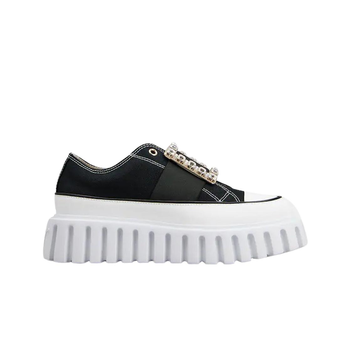 

(в) Roger Vivier Viv Go Толстые кроссовки слипоны с пряжкой стразы из канваса черного цвета EU 36.5W