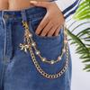 Exquisite Imitation Pearl Flower Bowknot Pendant Keychain Belt Chain Men Women Punk Trousers Jeans Chain Party Hip Hop Jewelry