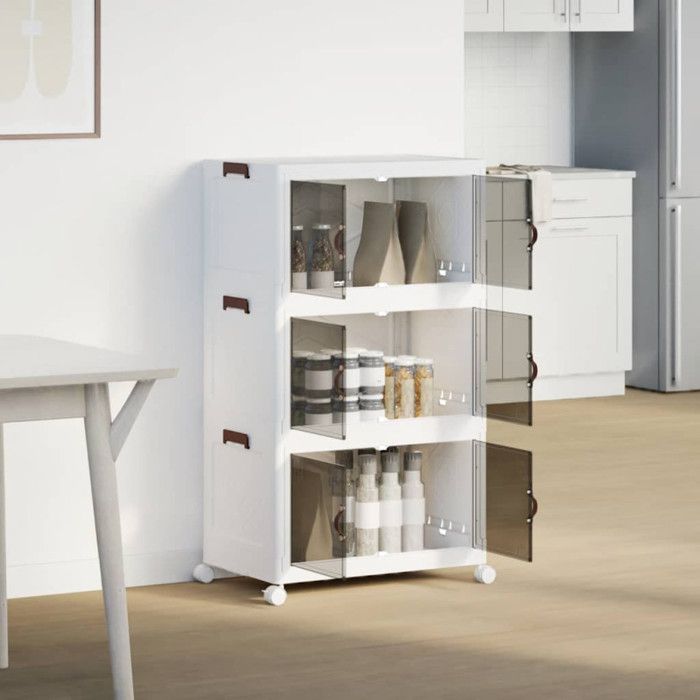 Boîte de rangement empilable avec roues à 3 niveaux 75 L