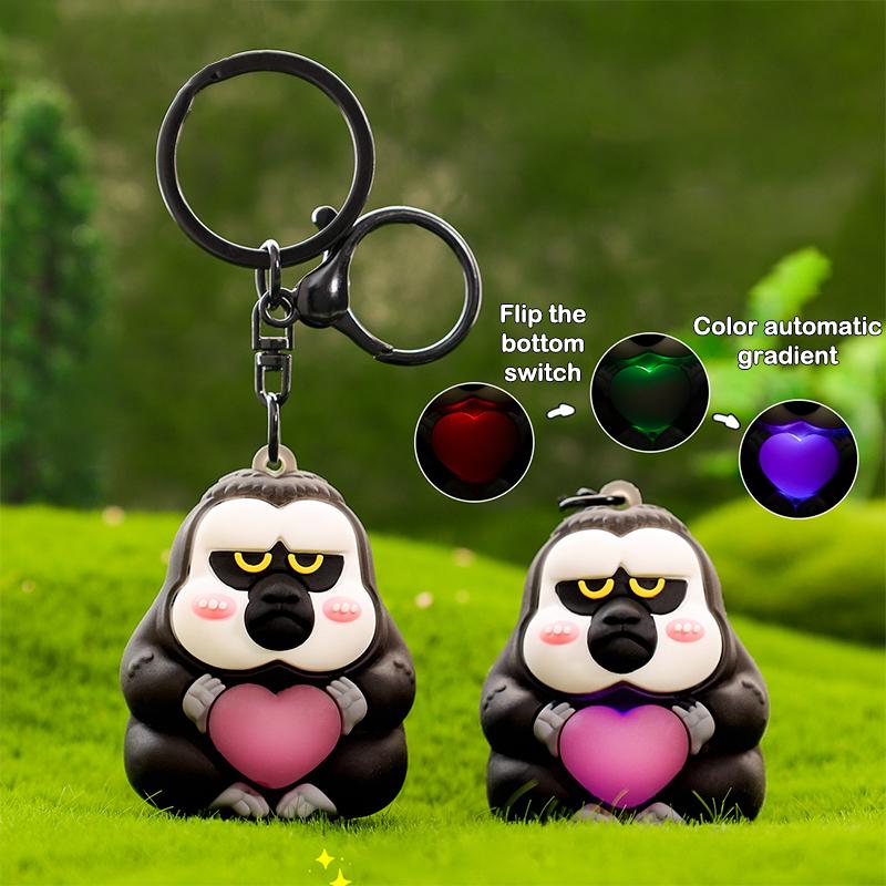 Chaveiro de Macaco Fofo de Desenho Animado Lâmpada de Coração de Animal Criativa Chaveiro Para Mulheres Meninas Acessórios de Decoração de Mochila Kawaii Presentes