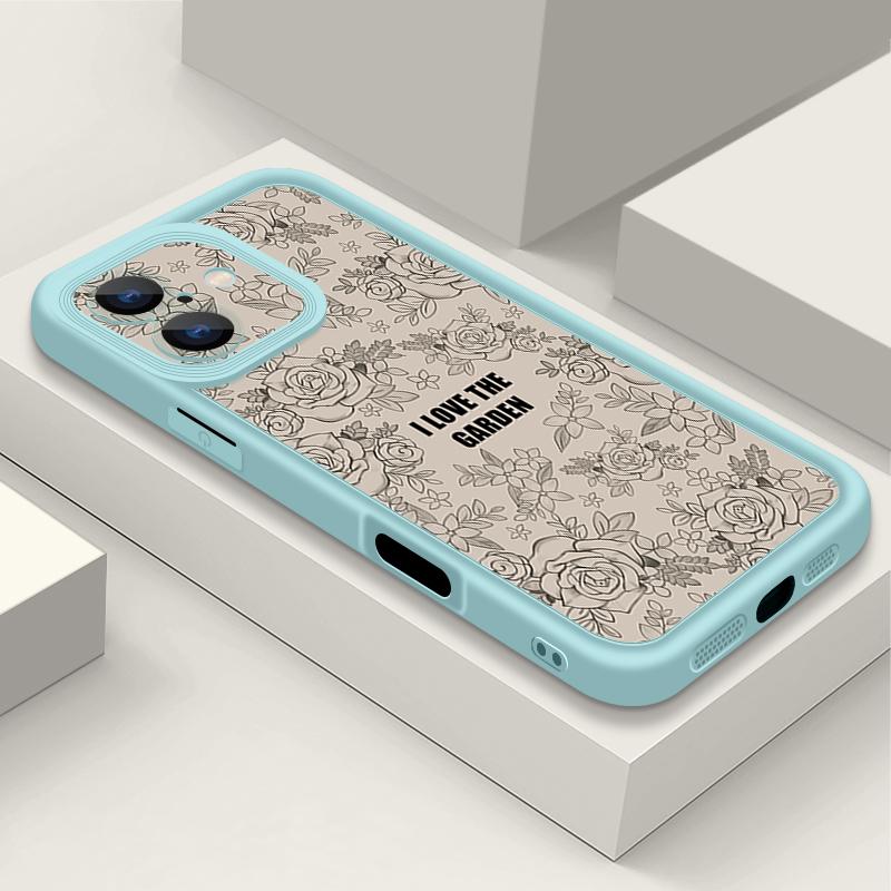 Rose Print Case For iPhone 15 16 Pro Max 14 Plus 13 12 11 Pro 8 7 X XS XR Shockproof Bumper Soft TPU Silicone Phone Cover Funda