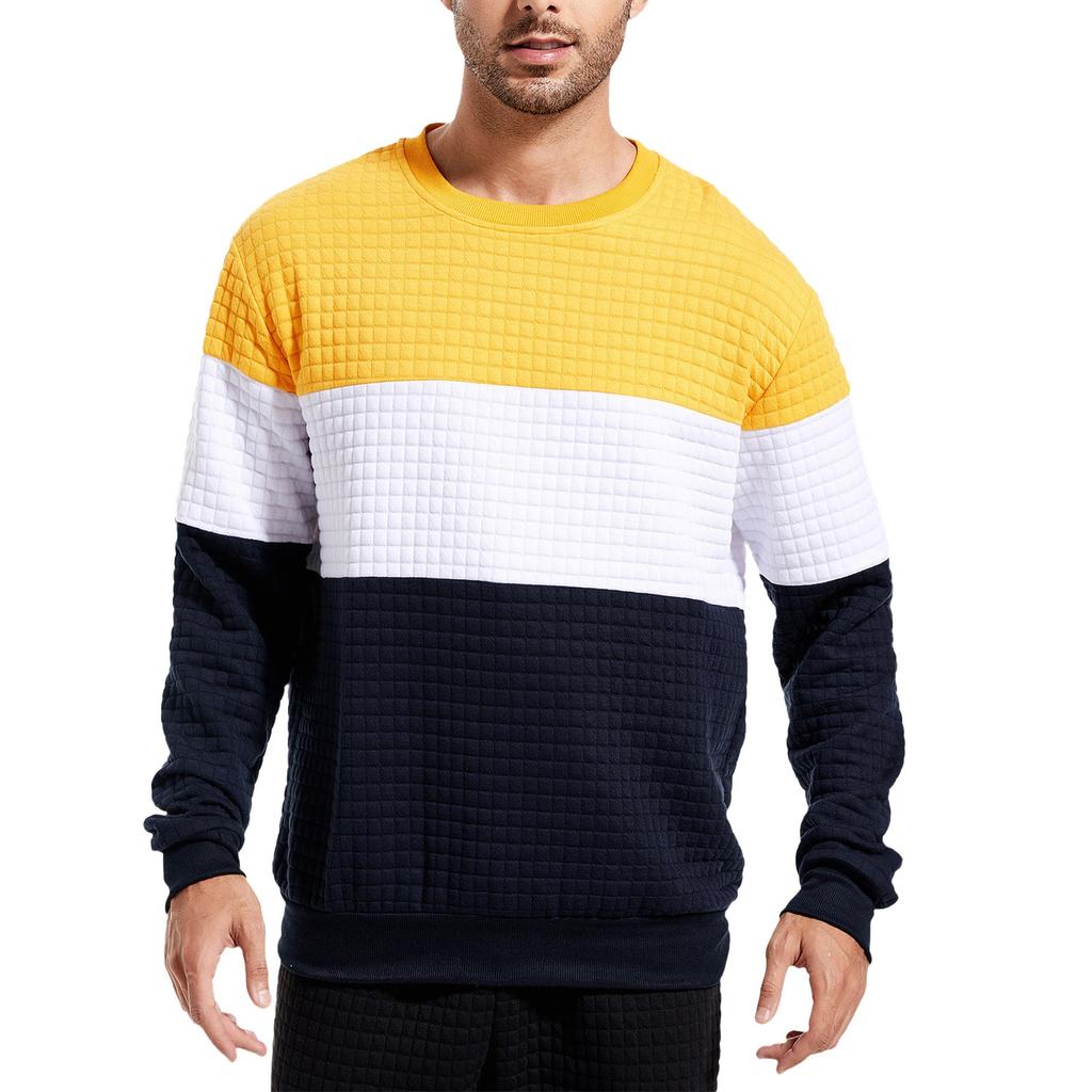 Herren Lockerer Farbblock Kapuzenloser Pullover Herren Lässige Mode Sport Kapuzenloser Pullover