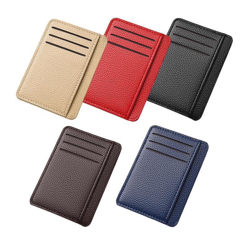 Ultra Thin Pu Leather Credit Card Wallet Minimalist Front Pocket Card Holder for Men Women Multiple Slot Portable Cash Purse