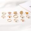 Inlaid Diamond Baroque Vintage Stackable Ring Set: 13-Piece Jelly Color Creative Style Rings for Women