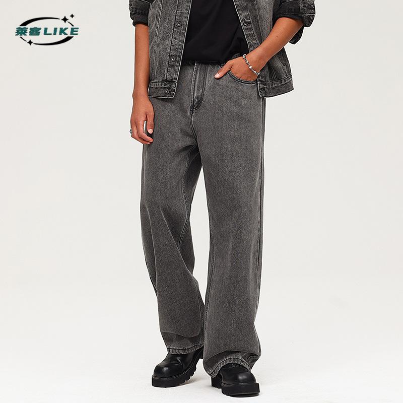Autumn/Winter Men'S Wear | Loose Water Washed Cowboy American Retro High Street Pants Straight Leg Wide Leg Pants Casual Trendy Jeans