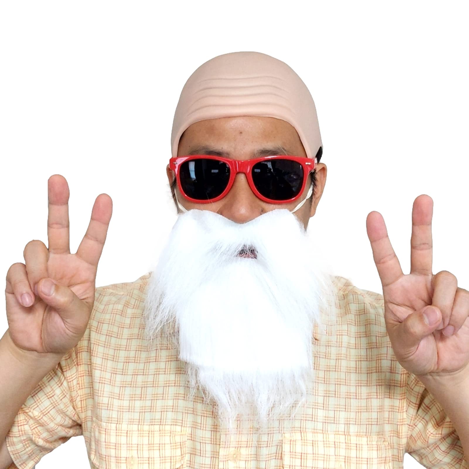 

Hermit Style Halloween Cosplay Costume Accessories Wig Beard Sunglasses 3 Piece Set [TUISKU] (A)