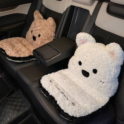 Autositzkissen Katze und Hund Plüsch Sitzkissen 2-in-1 Sitz- & Rückenstütze mit rutschfester Unterseite Dick für den Winter