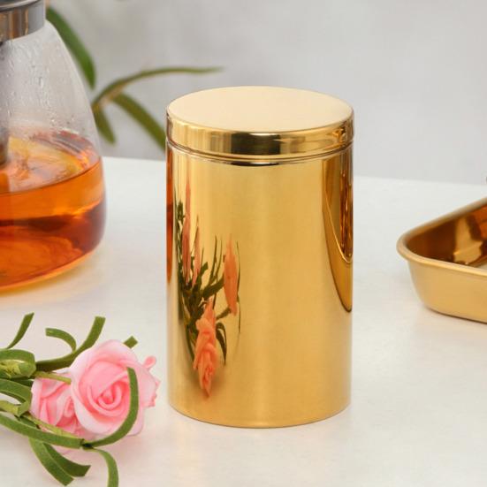 Barattolo Contenitore 200ML Coperchio Sigillato Conservazione Freschezza Cilindrico Vuoto Acciaio Inossidabile Scatola Porta Tè in Foglie per Dispensa