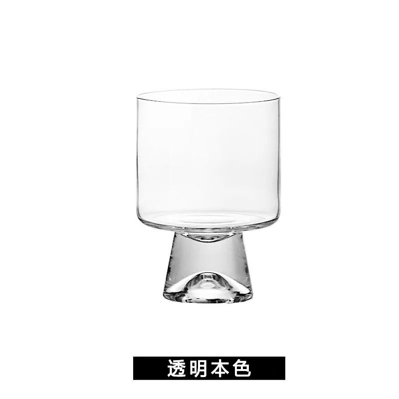 

Кружка с ручкой из хрустального стекла, объемная расписная красно-белая кружка для вина, креативный кофейный бокал в виде тюльпана в виде снежной горы 201-300ml прозрачный