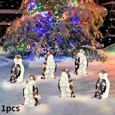 Neue Garten-Außendekoration, LED-unabhängige leuchtende Pinguin-Neujahrs-Innenhof-Dekoration, Weihnachtsdekoration