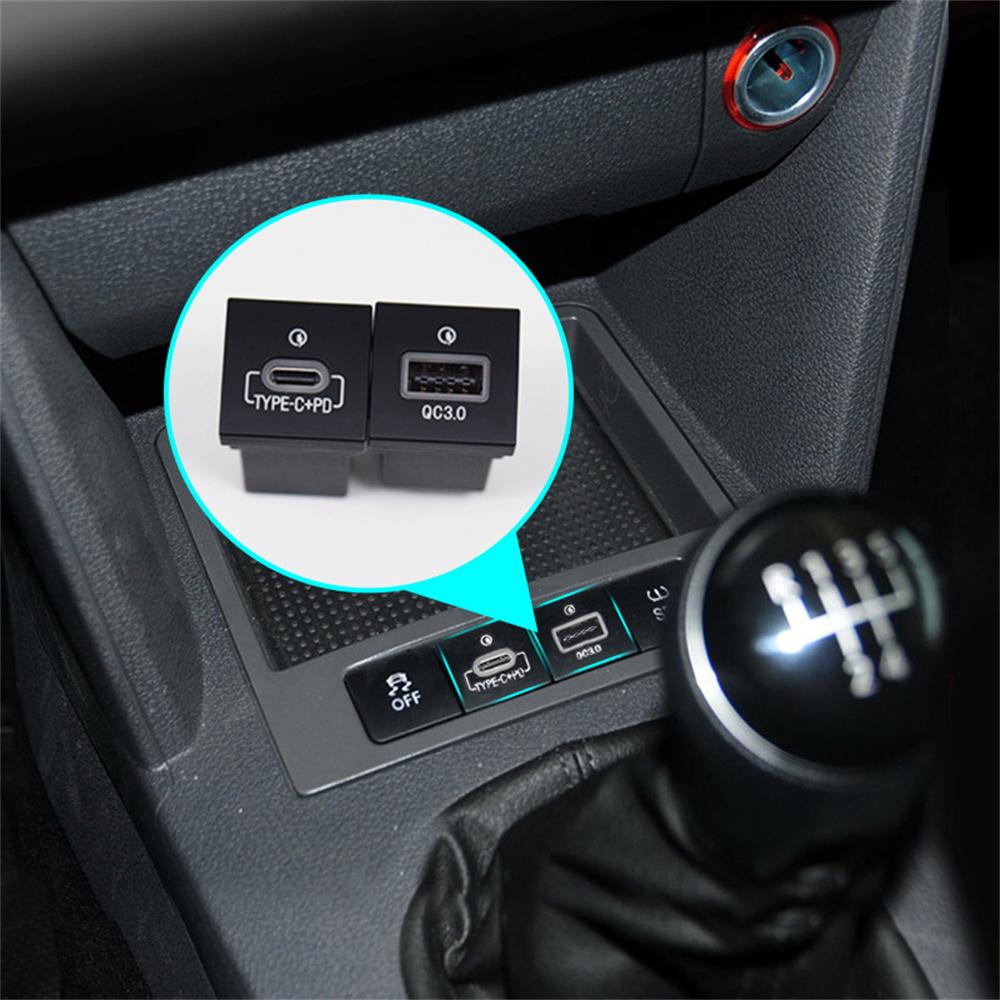 PD Type C USB Port Car Fast Charger Socket QC3.0+PD Socket For VW Golf GTI