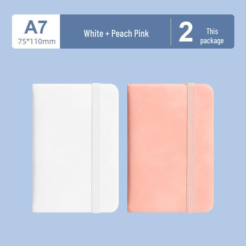 A7 Mini Pocket Notebook with Thick Leather Cover - Retro and Simple Design