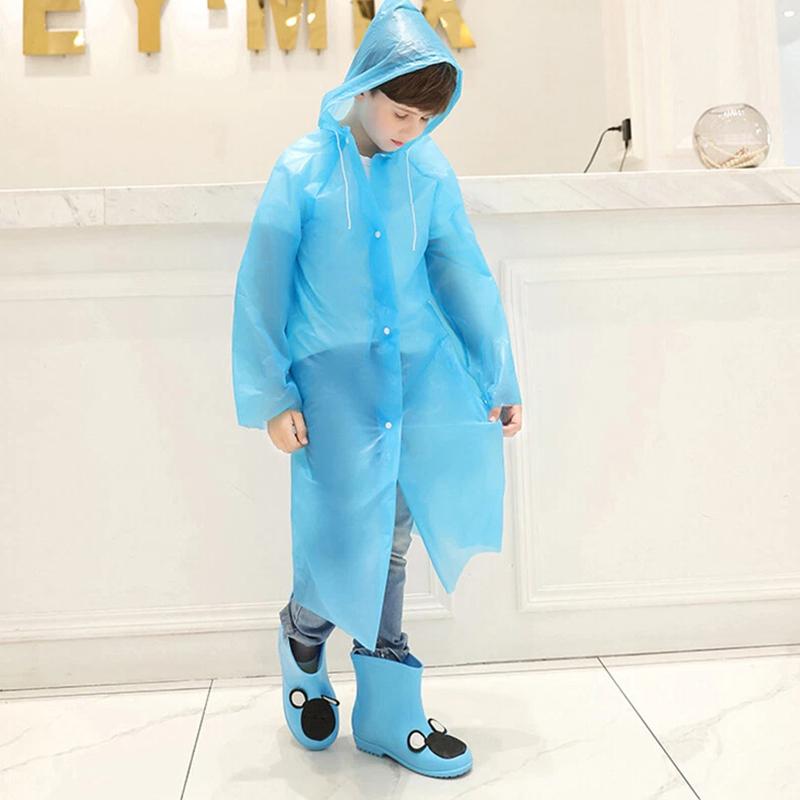 1 pièce Veste pour enfants Manteaux Imperméable à capuche Poncho Imperméable Couleur unie Housse de pluie Imperméable PEVA