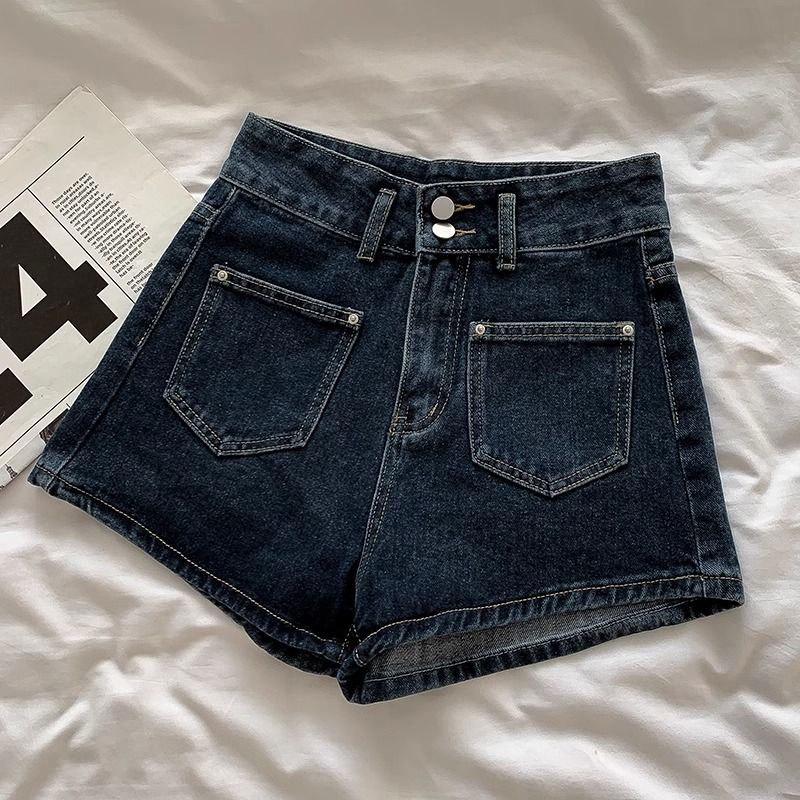 

Women s Plus Size High Waist A-Line Denim Shorts 4XL серый/синий