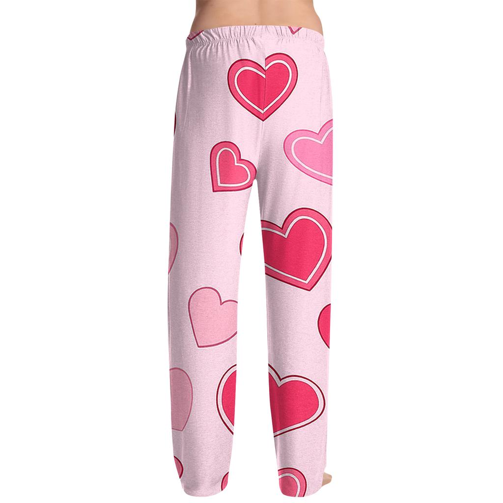Men's Valentine's Day Printed Drawstring Long Pants Casual Pajamas