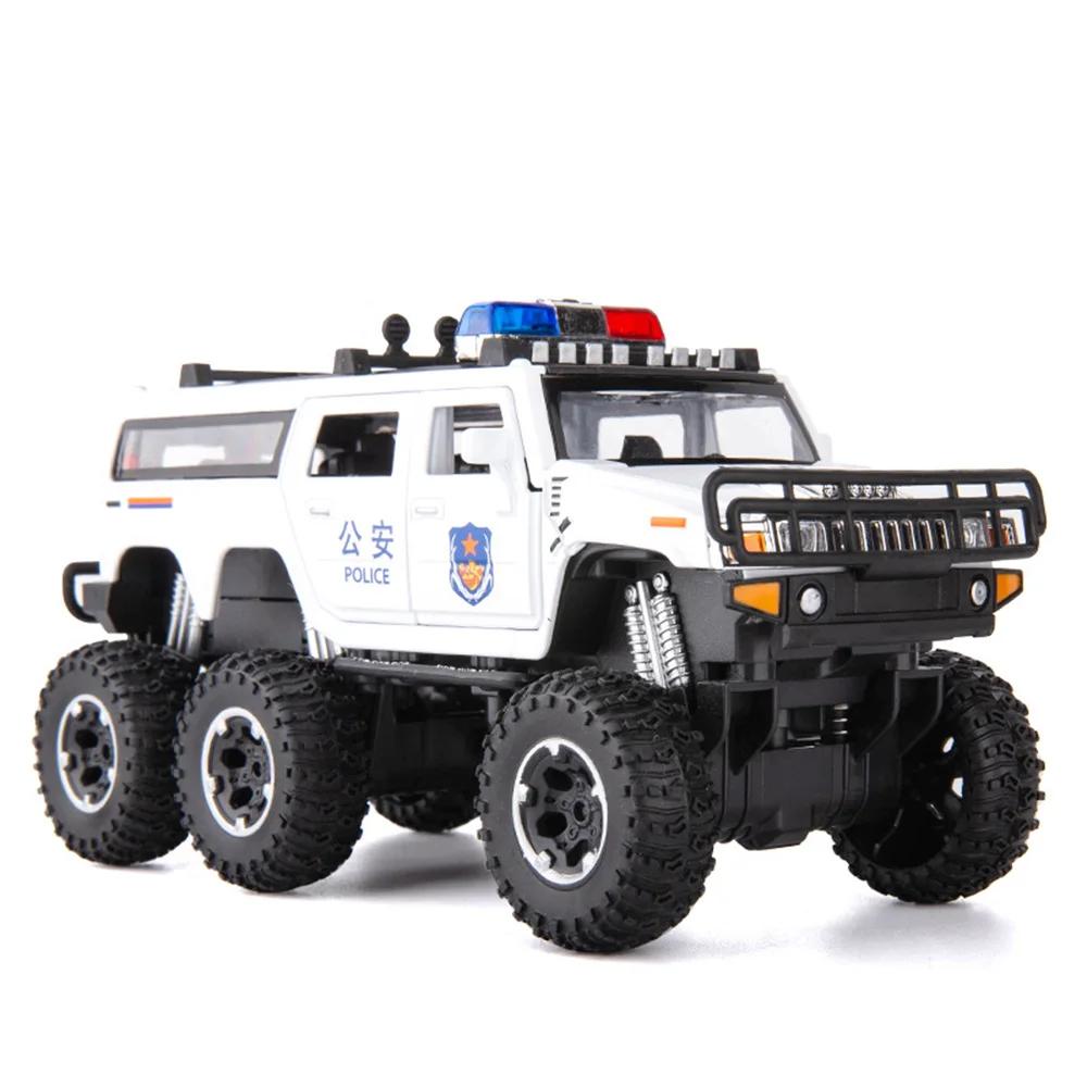 1:32 Hanma M-Terrain Off-road Police Cars Models Toy Rubber Tires Light Music Vehicles 6 Doors Opened Car Boys Decoration Gifts