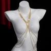 Stylish U Shape Layer Fringe Chest Necklace In Gold And Silver For Wedding Party And Cosplay Outfits