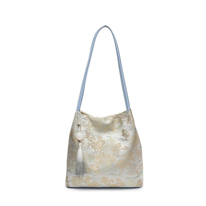 Solid Color Silk Hasp Chinese Style Shoulder Bags 2026 High Quality Sweet Bags for Women Personality Simple Women's Handbags