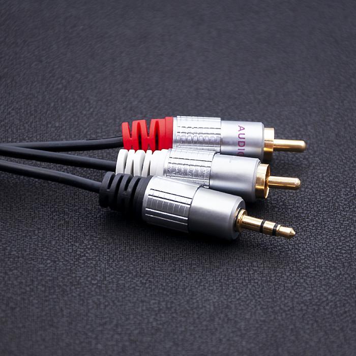 Qoltec Kabel 2x Cinch / Mini-Klinke 3,5 mm Stecker | 2m | Schwarz