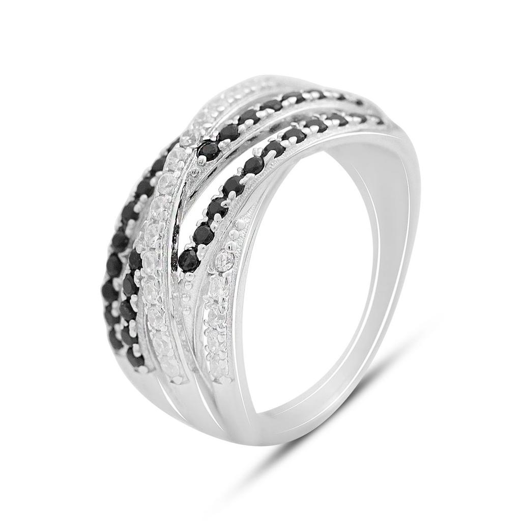 Серебряное кольцо с фианитами, вес изделия 6,39 гр (2152613)