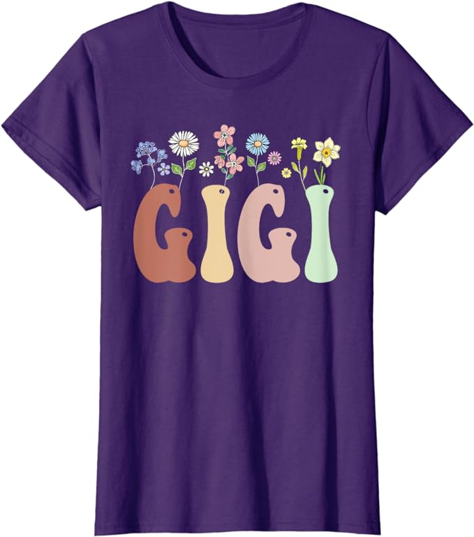 Grammy Gifts Women Wildflower Floral Design Grammy T-Shirt Women's Fashion Nana Gigi Grandma Tees Yaya Mimi Mother's Day Clothes