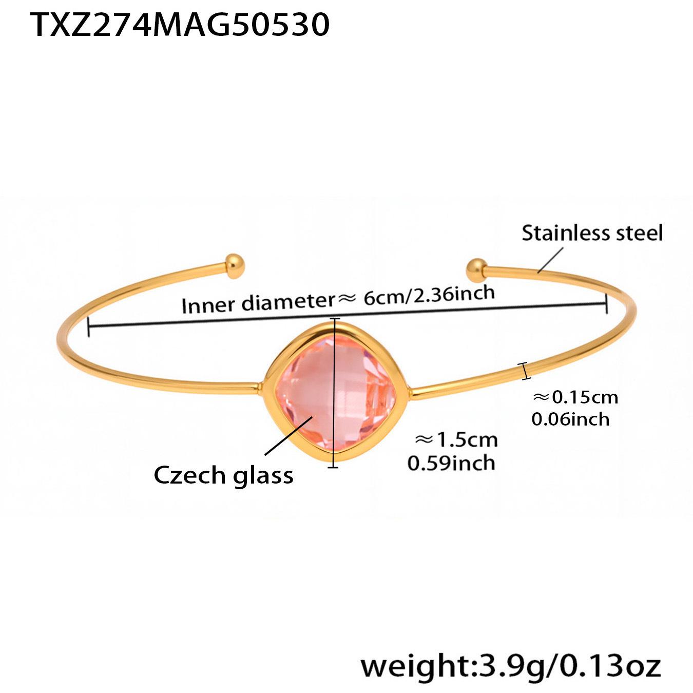 Qiong Yao Exquisite Czech Glass Stone Thin Band Open Bracelet - Elegant Light Luxury Women s Design
