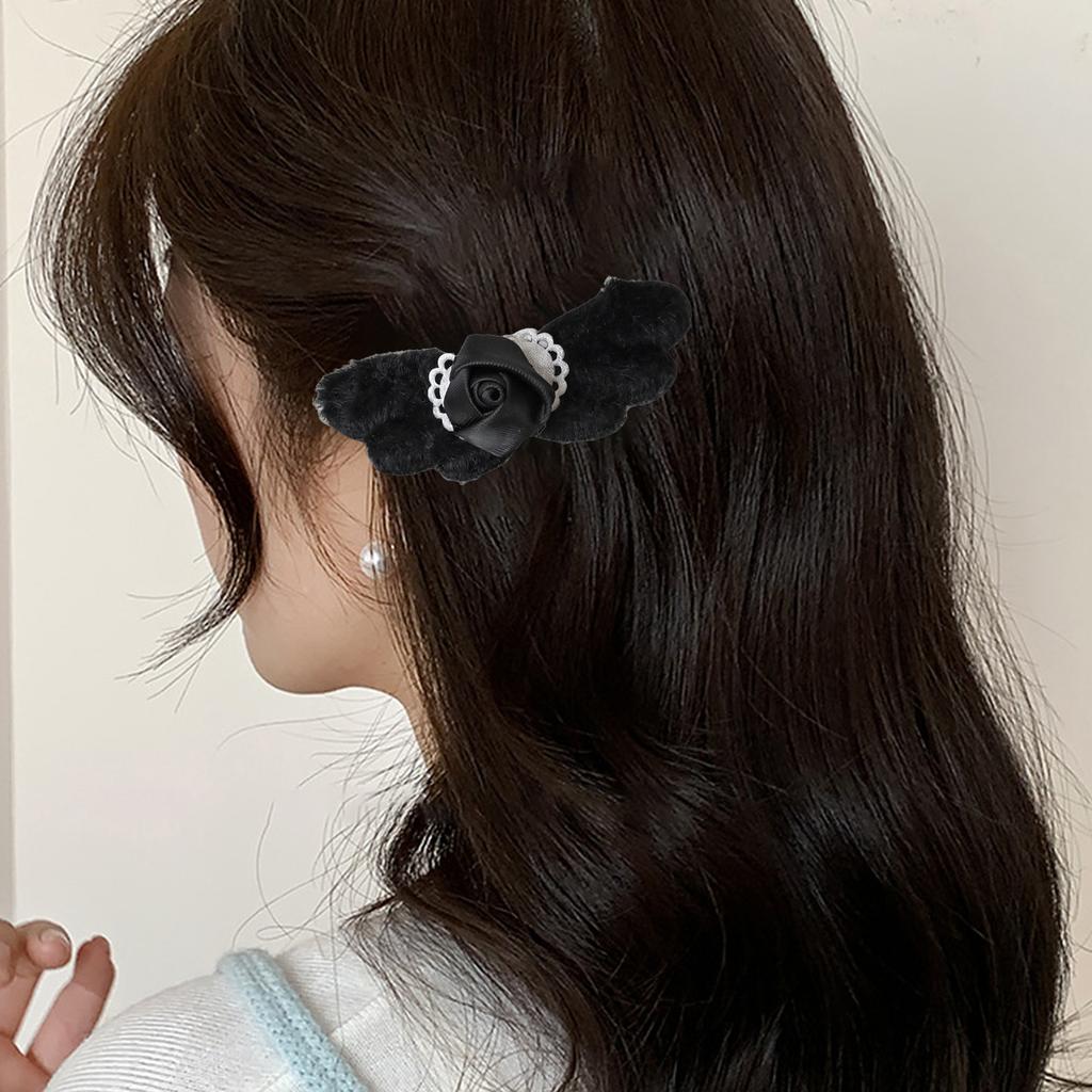 Plush Heart Angel Wings Hair Clip Festival Hair Accessory Romantic Rose Hairpin Hair Decoration for Fashionable Women