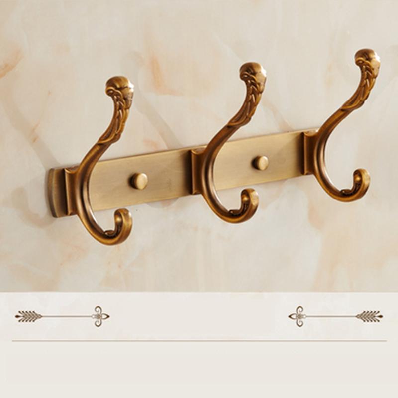 Tuqiu Antique Bronze Robe Hook Clothes Hook Carved Towel Hanger Aluminum Bathroom Hardware Kitchen Hook Bathroom Accessories