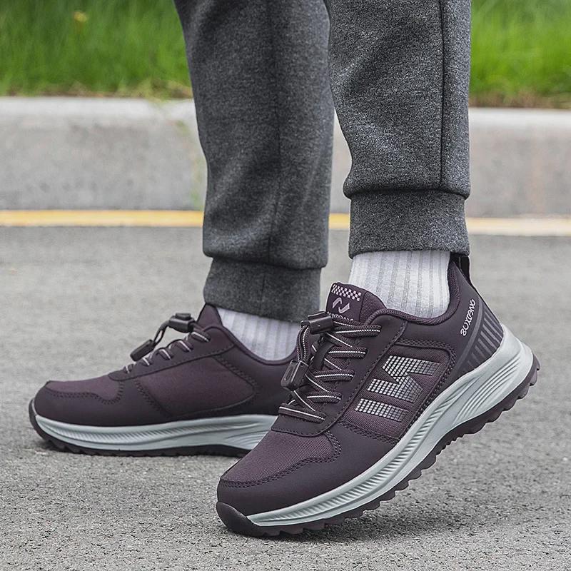 Zhang Kaili Męskie buty antypoślizgowe z miękką podeszwą - Jesień/Zima do chodzenia i noszenia na co dzień dla osób w średnim wieku i starszych