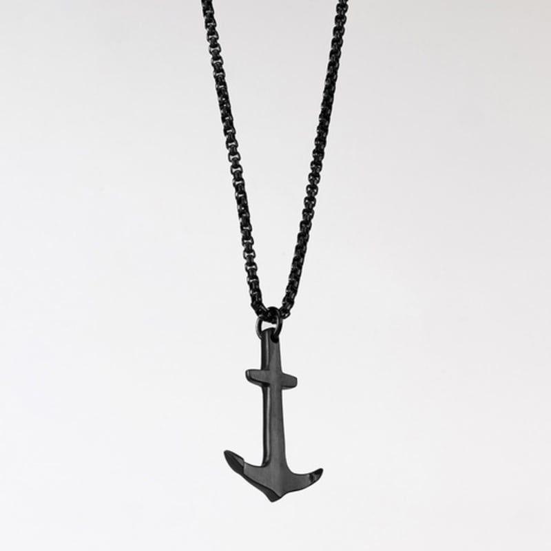 PIG & HEN Anchor Necklace - Black X Black